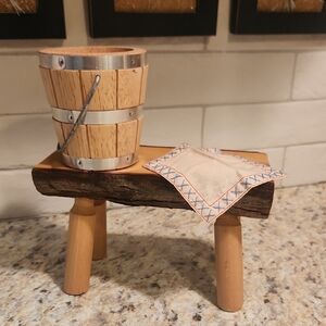 American Girl/ Pleasant Company Kirsten's School Bench, Bucket And Handkerchief